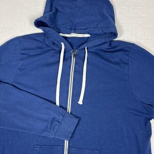 Marine Layer Hoodie Womens XL Blue Full Zip Terry Supima Cotton Modal Sweatshirt